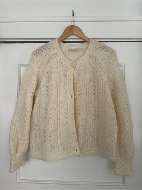 Sezane Sweaters - Sezane Cream Openwork Knit Button-Front Cardigan